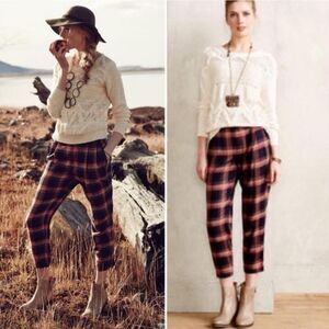 Anthropologie Cartonnier Lightweight Plaid Flannel Soft Tartan Trouser Pants 12